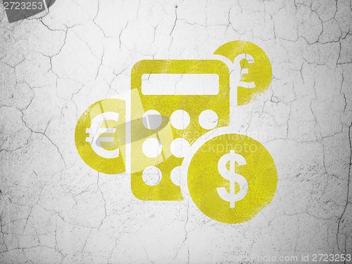 Image of Finance concept: Calculator on wall background