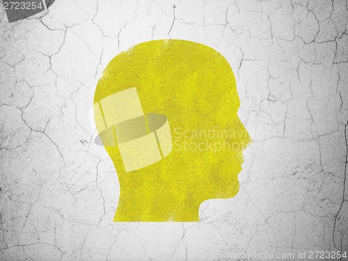 Image of Advertising concept: Head on wall background