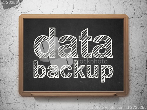 Image of Data concept: Data Backup on chalkboard background