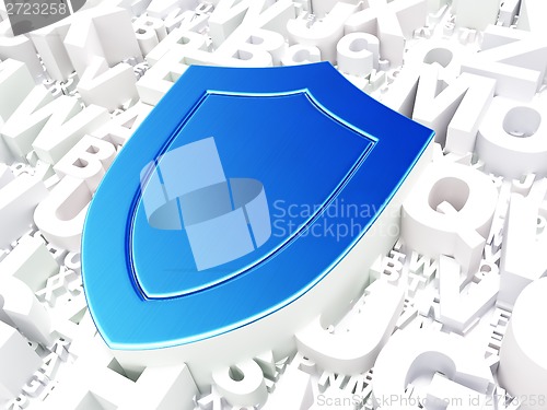 Image of Privacy concept: Shield on alphabet background
