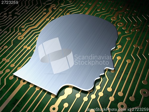 Image of Education concept: Head on circuit board background