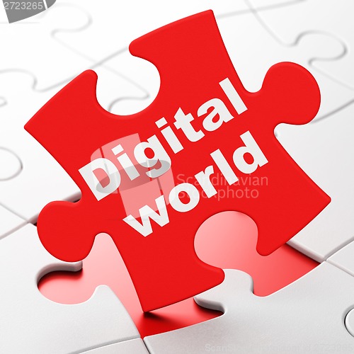 Image of Data concept: Digital World on puzzle background