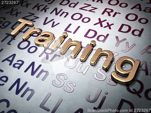 Image of Education concept: Golden Training on Alphabet background