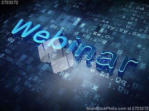 Image of Education concept: Blue Webinar on digital background