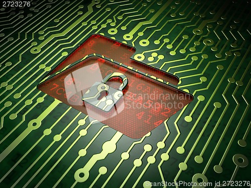 Image of Finance concept: Folder With Lock on circuit board background