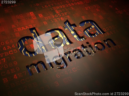 Image of Information concept: Data Migration on digital screen background