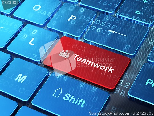 Image of Business concept: Business Team and Teamwork on computer keyboard background