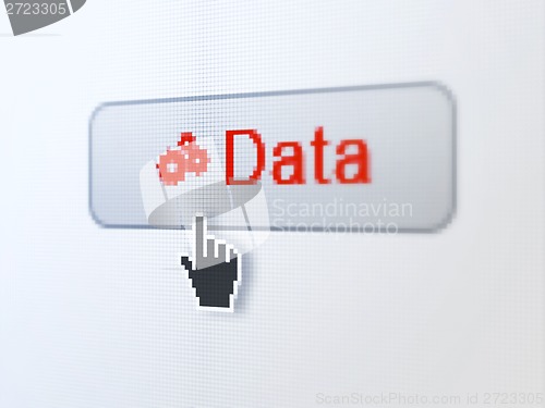 Image of Data concept: Data and Gears on digital button background