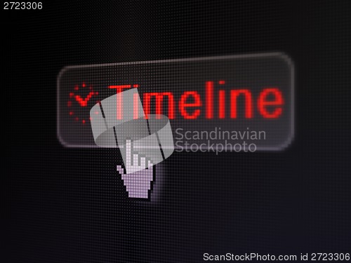 Image of Timeline concept: Timeline and Clock on digital button background