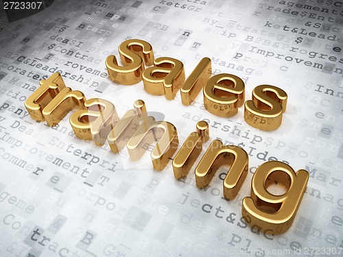 Image of Advertising concept: Golden Sales Training on digital background
