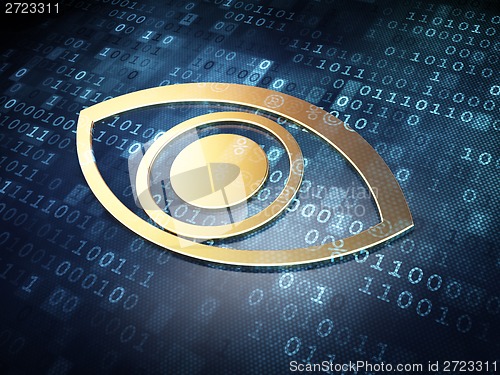 Image of Safety concept: Golden Eye on digital background