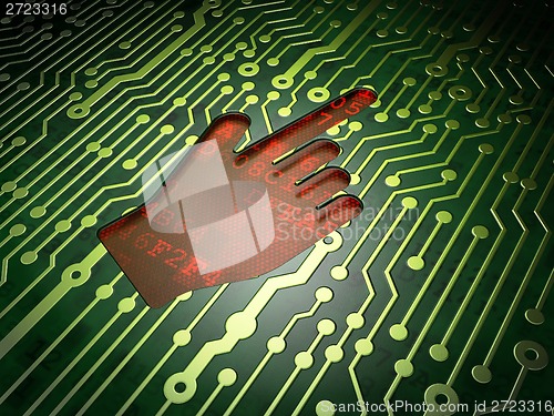 Image of Web design concept: Mouse Cursor on circuit board background
