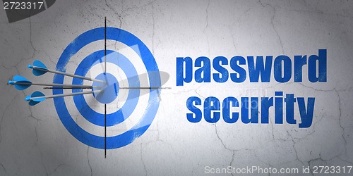 Image of Protection concept: target and Password Security on wall background