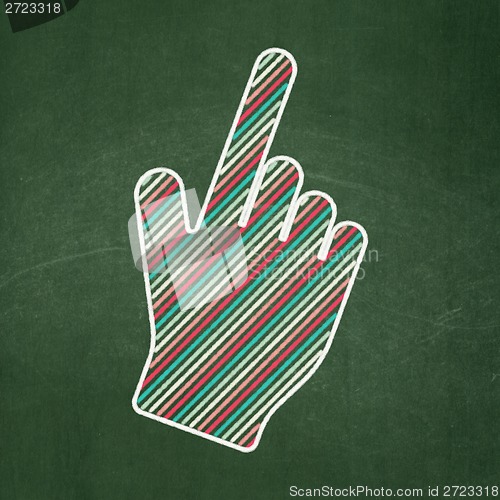 Image of Web design concept: Mouse Cursor on chalkboard background