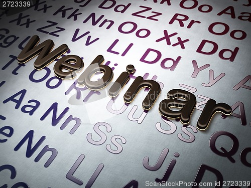 Image of Education concept:  Webinar on Alphabet background