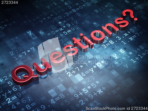 Image of Education concept: Red Questions? on digital background