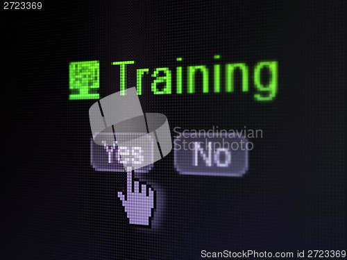 Image of Education concept: Computer Pc icon and Training on digital computer screen