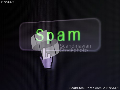 Image of Security concept: Spam on digital button background