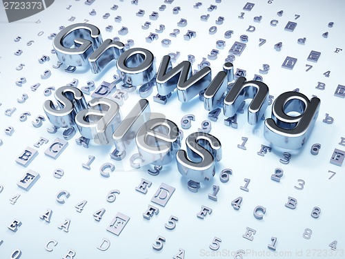 Image of Finance concept: Silver Growing Sales on digital background