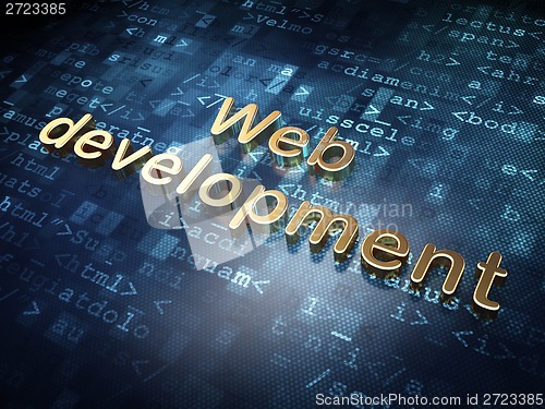 Image of Web development concept: Golden Web Development on digital background