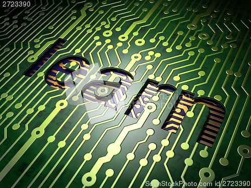 Image of Education concept: Learn on circuit board background