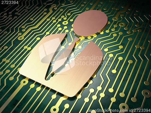 Image of Law concept: Business Man on circuit board background