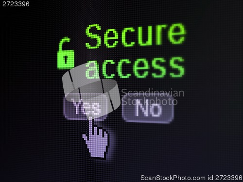 Image of Protection concept: Opened Padlock icon and Secure Access on digital computer screen