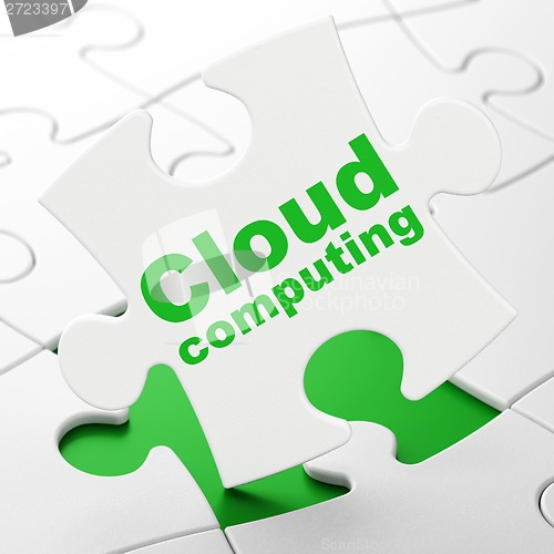 Image of Cloud networking concept: Cloud Computing on puzzle background