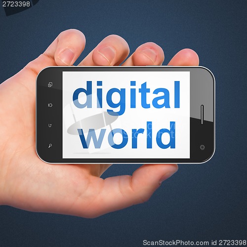 Image of Information concept: Digital World on smartphone