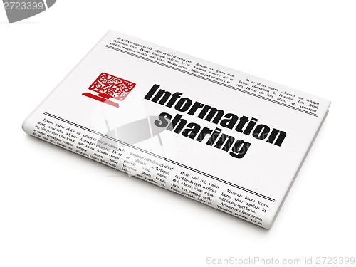 Image of Information concept: newspaper with Information Sharing and Computer Pc