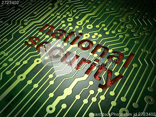 Image of Privacy concept: National Security on circuit board background