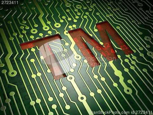 Image of Law concept: Trademark on circuit board background