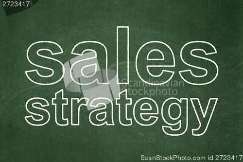 Image of Advertising concept: Sales Strategy on chalkboard background