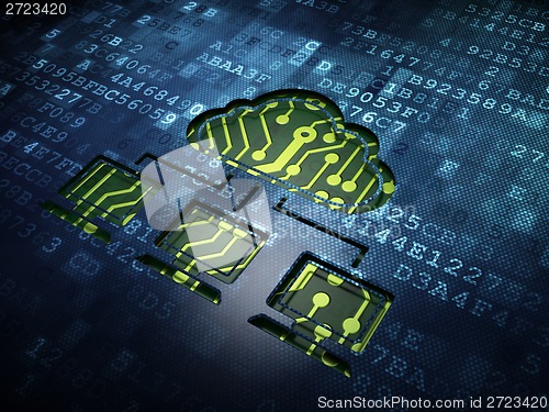 Image of Cloud networking concept: Cloud Network on digital screen background