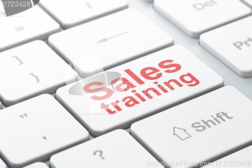 Image of Advertising concept: Sales Training on computer keyboard background