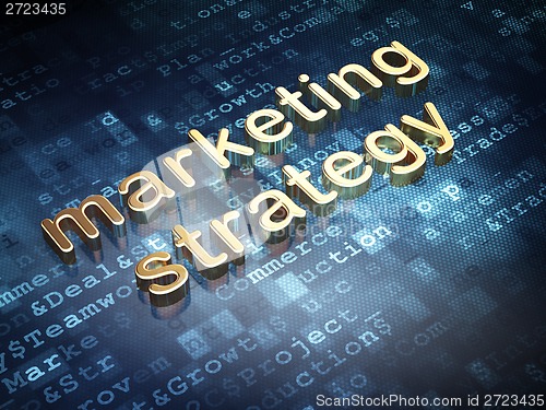 Image of Advertising concept: Golden Marketing Strategy on digital background