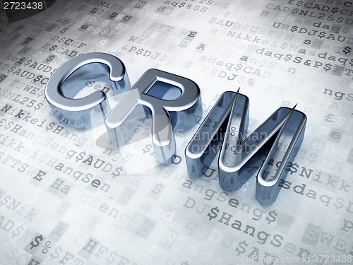 Image of Finance concept: Silver CRM on digital background