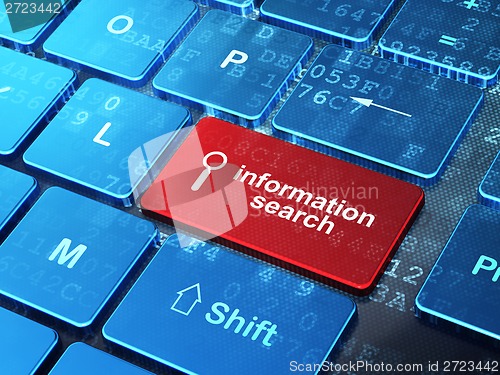 Image of Information concept: Search and Information Search on computer keyboard background