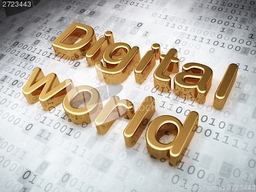 Image of Information concept: Golden Digital World on digital background