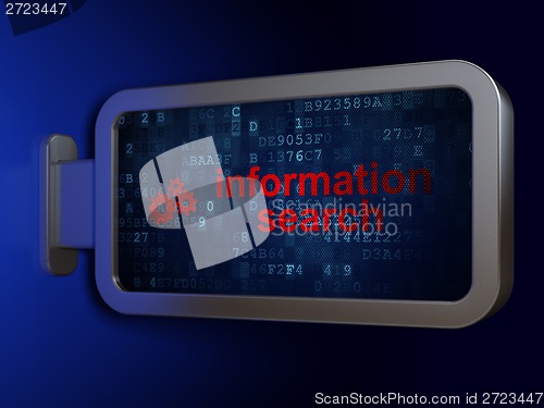 Image of Information concept: Information Search and Gears on billboard background