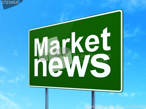 Image of News concept: Market News on road sign background