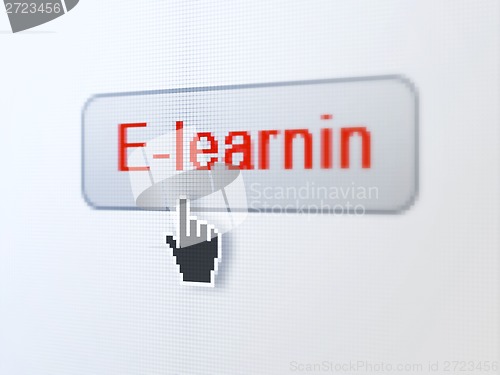 Image of Education concept: E-learning on digital button background