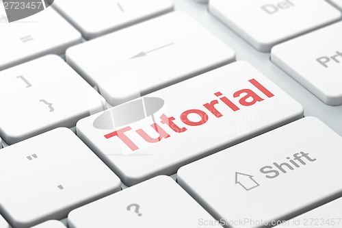 Image of Education concept: Tutorial on computer keyboard background