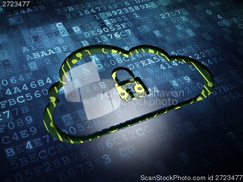 Image of Cloud technology concept: Cloud With Padlock on digital screen background