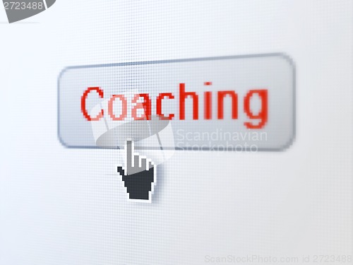 Image of Education concept: Coaching on digital button background