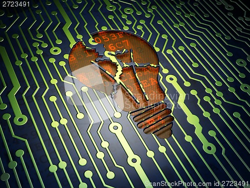 Image of Finance concept: Light Bulb on circuit board background