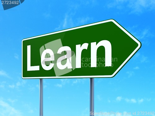 Image of Education concept: Learn on road sign background