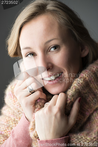 Image of Woman with wool scarf