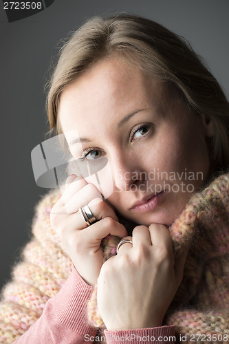 Image of Woman with wool scarf