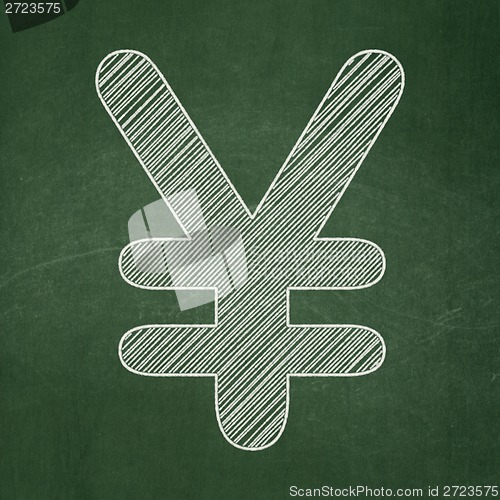 Image of Currency concept: Yen on chalkboard background